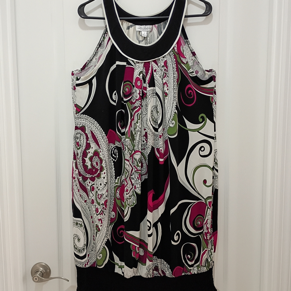 Enfocus Studio Black and Pink Paisley Tank Top